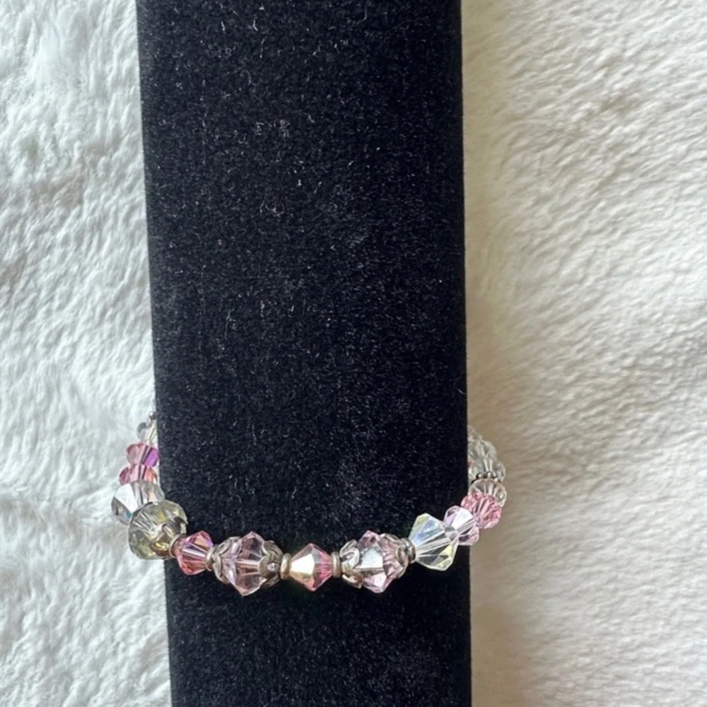 Crystal Bead Toggle Bracelet - Pink & Clear